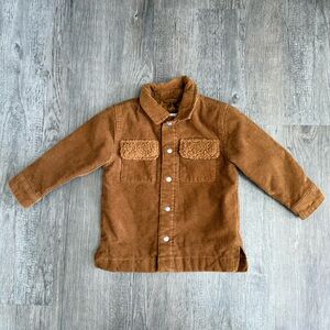 Cat & Jack Toddler Brown Corduroy Shacket with Faux Fur Pockets